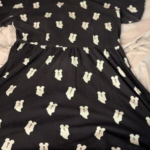 Disney Black and White Ruched Puff Sleeve Sundress